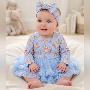 Winnie the Pooh Baby Girls Print Tutu Bodysuit